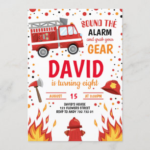 Invitación de bombero a bombero de cumpleaños