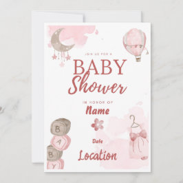 Invitación de bonito en Baby Shower rosa