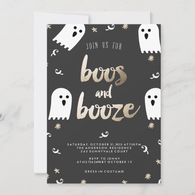 Invitación de BOOS and BOOZE HALLOWEEN PARTY (Anverso)