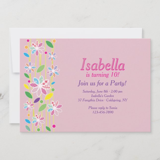 Invitación de borde de flores (Anverso)