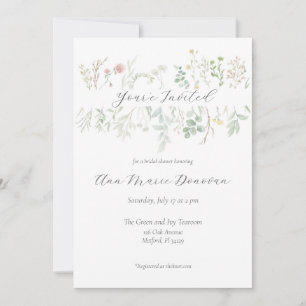 Invitación de borde de flores silvestres en acuare