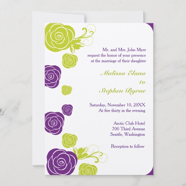 Invitación de borde Rosa abstracta (Anverso)