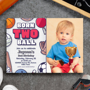 Invitación de Born Two Ball con foto