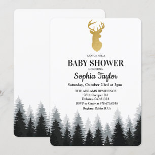 Invitación de bosque de árbol de ducha de bebé de 
