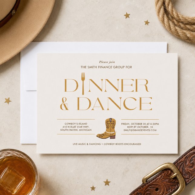 Invitación de botas de vaquero para cena y baile o (Subido por el creador)