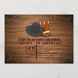 Invitación de Botas y Sombrero de Cuerda de País O