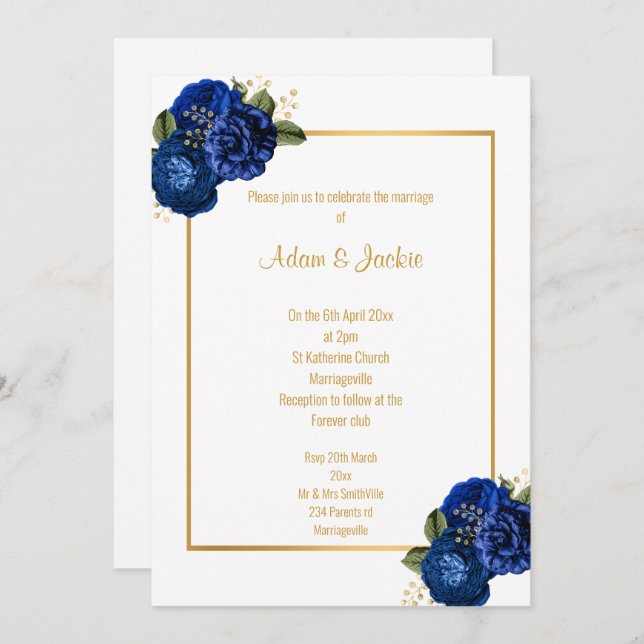 INVITACIÓN DE BOUQUETA DE BODA DE BOUQUET DE FLORA (Anverso / Reverso)