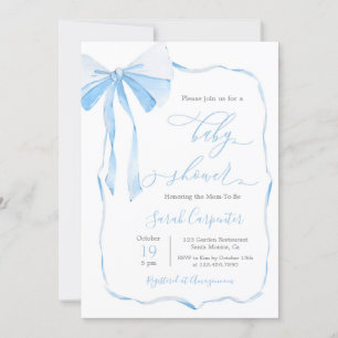 Invitación de Bow Baby Shower Boy