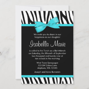 Invitación de Bow Bat Mitzvah azul Verde azulado d
