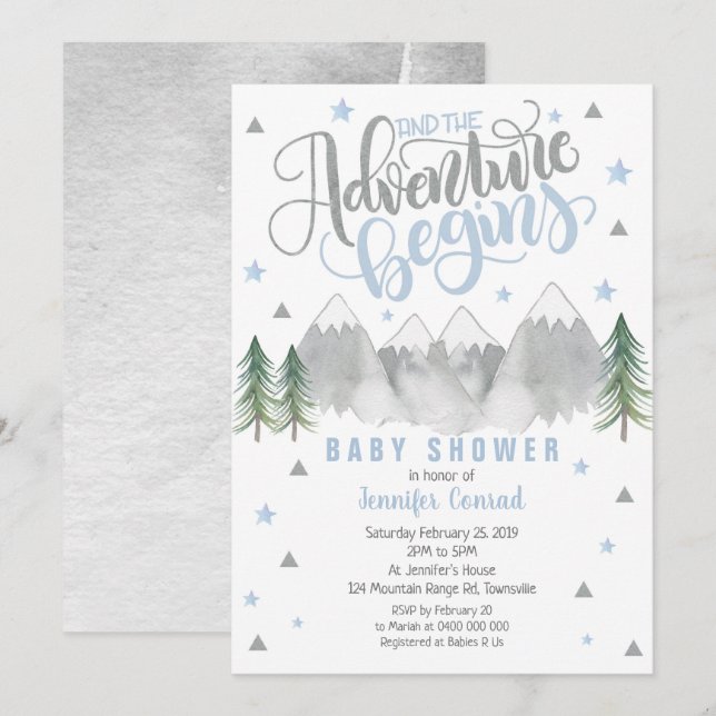 Invitación de Boy Adventure Baby Shower (Anverso / Reverso)