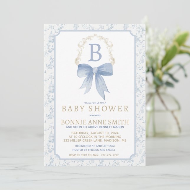 Invitación de Boy Baby Shower (Anverso de pie)