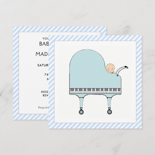Invitación de Boy Baby Shower (Anverso / Reverso)