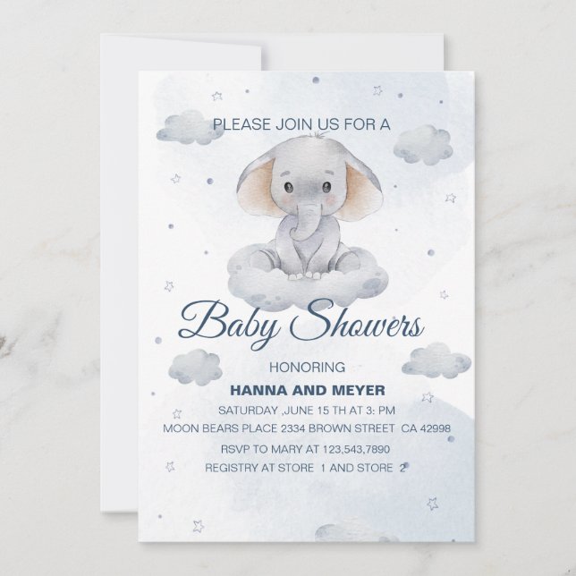 Invitación de Boy Baby Shower (Anverso)