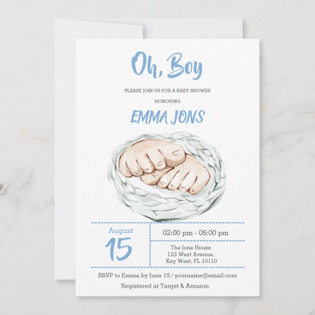 Invitación de Boy Baby Shower (Anverso)