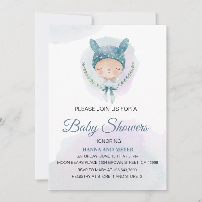 Invitación de Boy Baby Shower (Anverso)