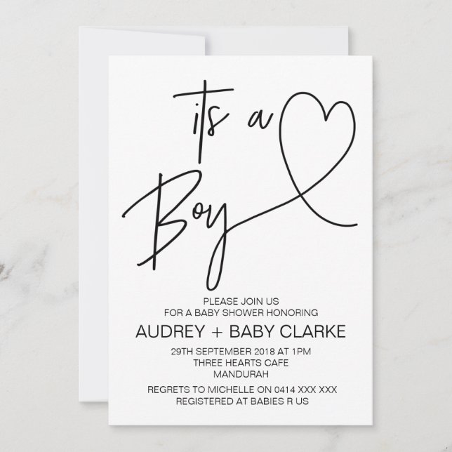 Invitación de Boy Baby Shower (Anverso)