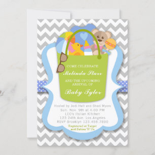 Invitación de Boy Baby Shower - Bebé cubo de cosas