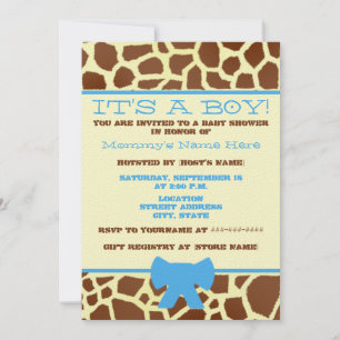 Invitación de Boy Baby Shower - Impresión de jiraf