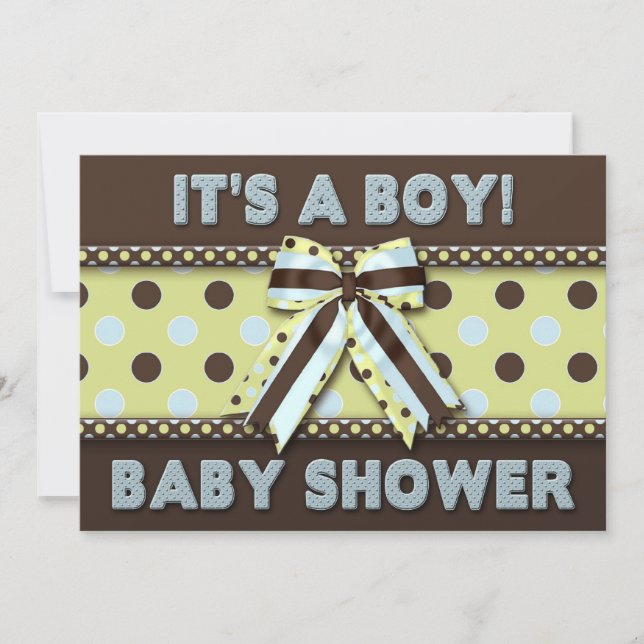 Invitación de Boy Baby Shower (Marrón/Azul) (Anverso)