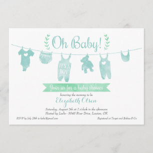 Invitación de Boy Baby Shower - Servicio de lavand
