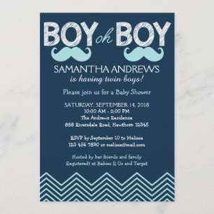 Invitación de Boy Boy, Twins Baby Shower Invitan