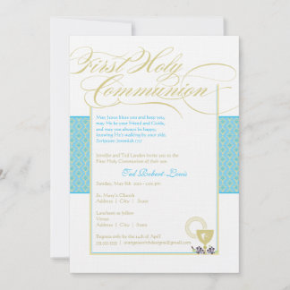 Invitación de Boy First Communition - Azul