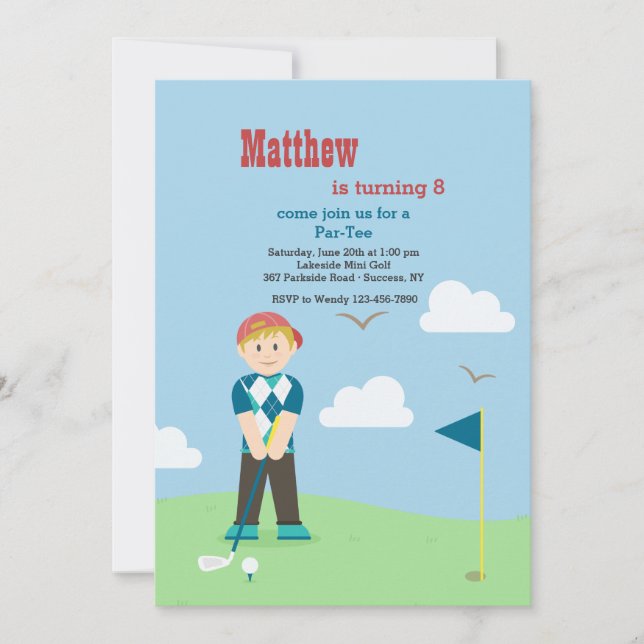 Invitación de Boy Golfer (Anverso)