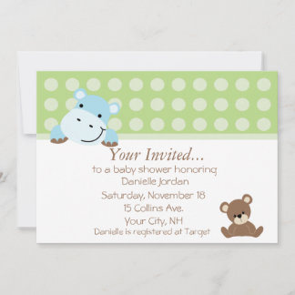 Invitación de Boy Hippo Baby Shower
