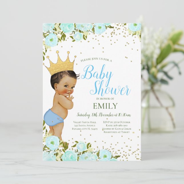 Invitación de Boy Prince Editable (Anverso de pie)