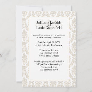 Invitación de bricolaje a la boda de Damask Design