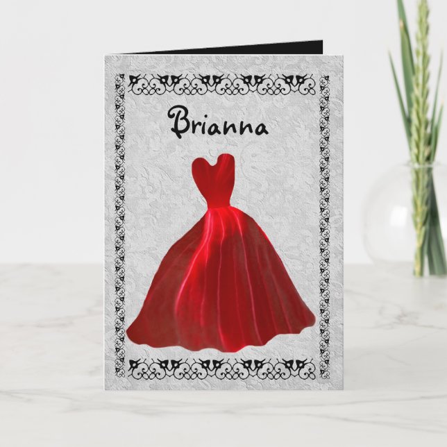 Invitación de BRIDESMAID - traje de terciopelo roj (Anverso)