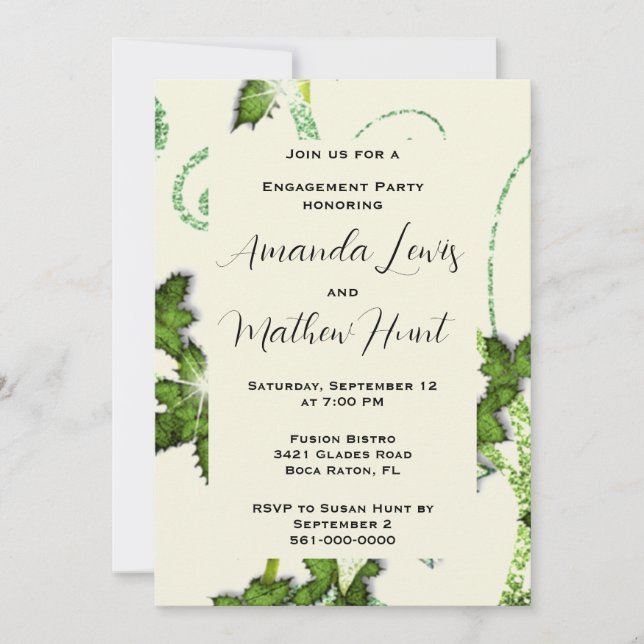 Invitación de brillo caprichosa para fiesta de com (Anverso)