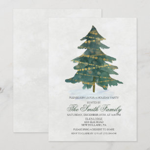 Invitación de brillo de árbol de Navidad festivo