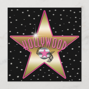Invitación de brillo de Hollywood de estrella dora