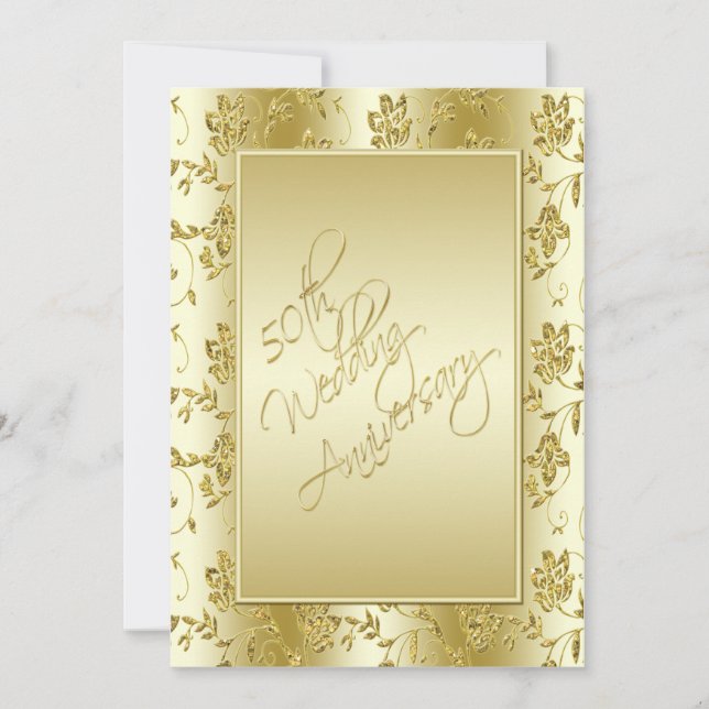 Invitación de brillo dorado FAUX II para el 50º An (Anverso)