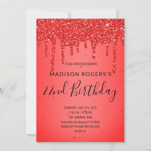 Invitación de brillo líquido rojo destellante