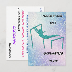 Invitación de brillo para fiesta de gimnasia
