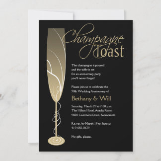 Invitación de brindis con champán dorado