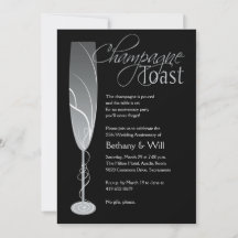 Invitación de brindis de champán plateado