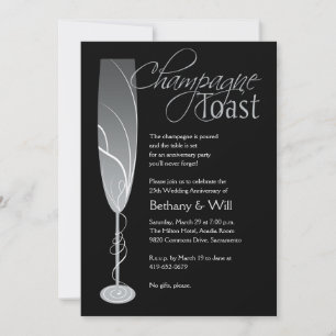 Invitación de brindis de champán plateado