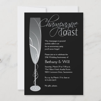 Invitación de brindis de champán plateado