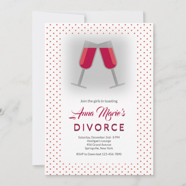 Invitación de brindis de divorcio (Anverso)