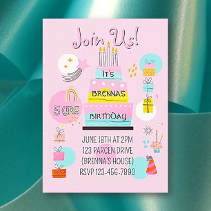 Invitación de Brithday para niños en tiempo de fie