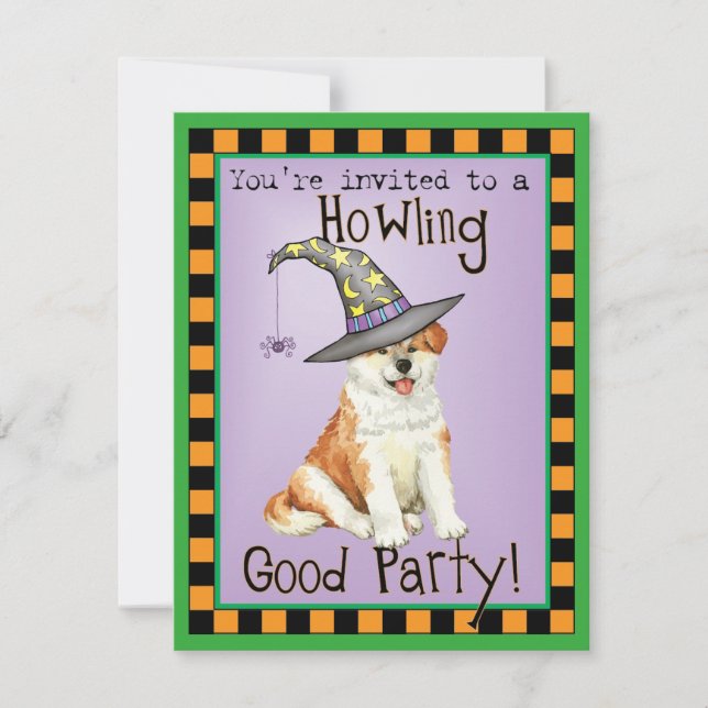 Invitación de bruja Akita (Anverso)