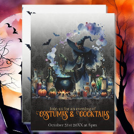 Invitación de bruja de disfraces y cócteles de Hal