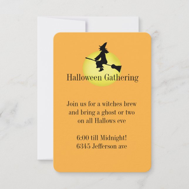 Invitación de bruja de Halloween (Anverso)