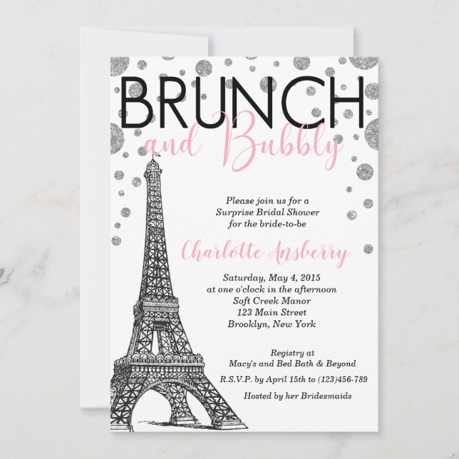 Invitación de brunch a la ducha de novia de la Tor (Anverso)