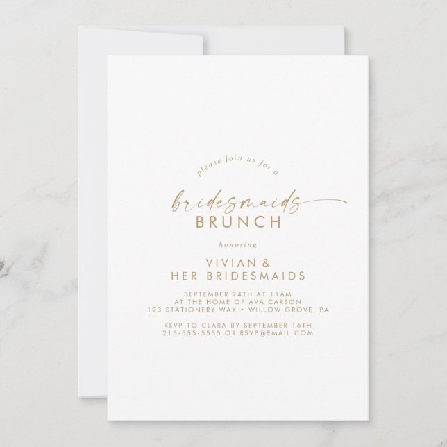 Invitación de brunch a las damas de honor de la es (Anverso)