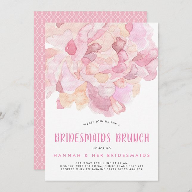 Invitación de brunch a las damas de honor de las n (Anverso / Reverso)