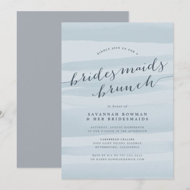 Invitación de brunch a las damas de honor de Sky B (Anverso / Reverso)